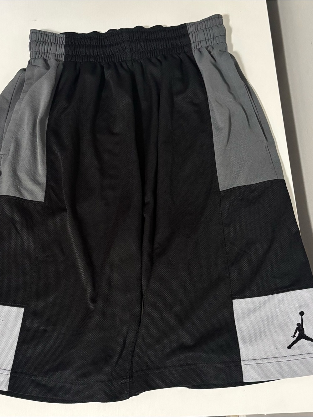 Jordan Men's Basketball Mesh Shorts M Colorblock Black Gray White Drawstring